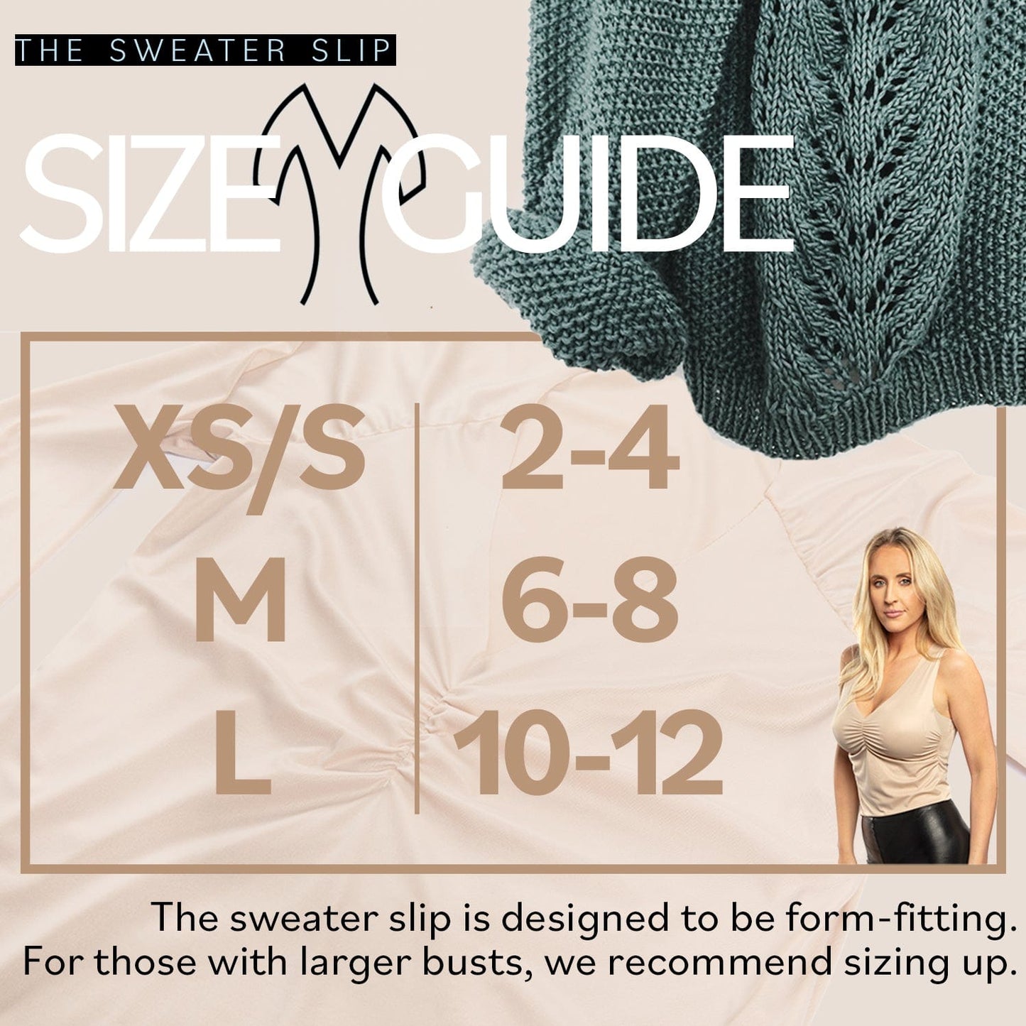 The Sweater Slip SIze Chart