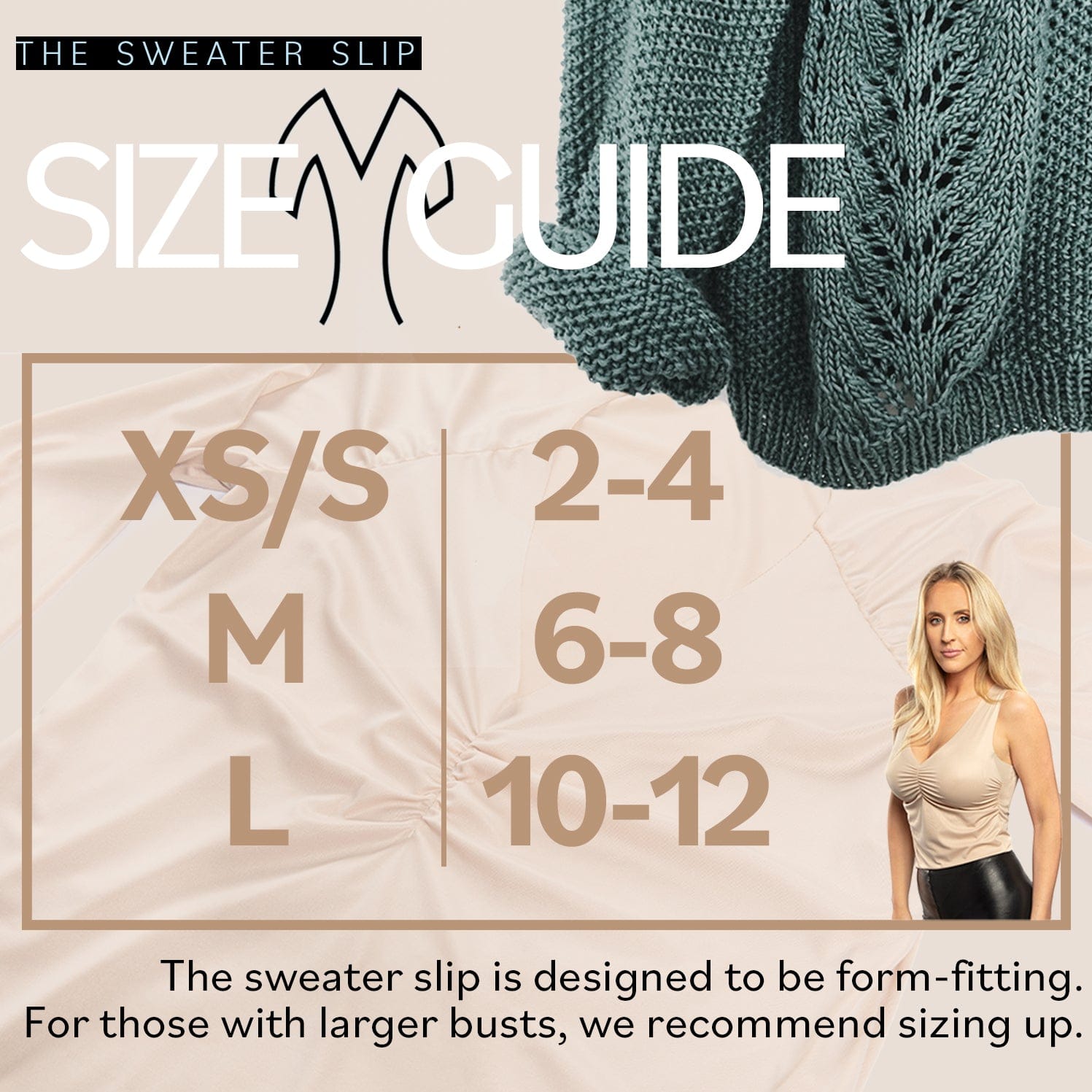 The Sweater Slip SIze Chart 